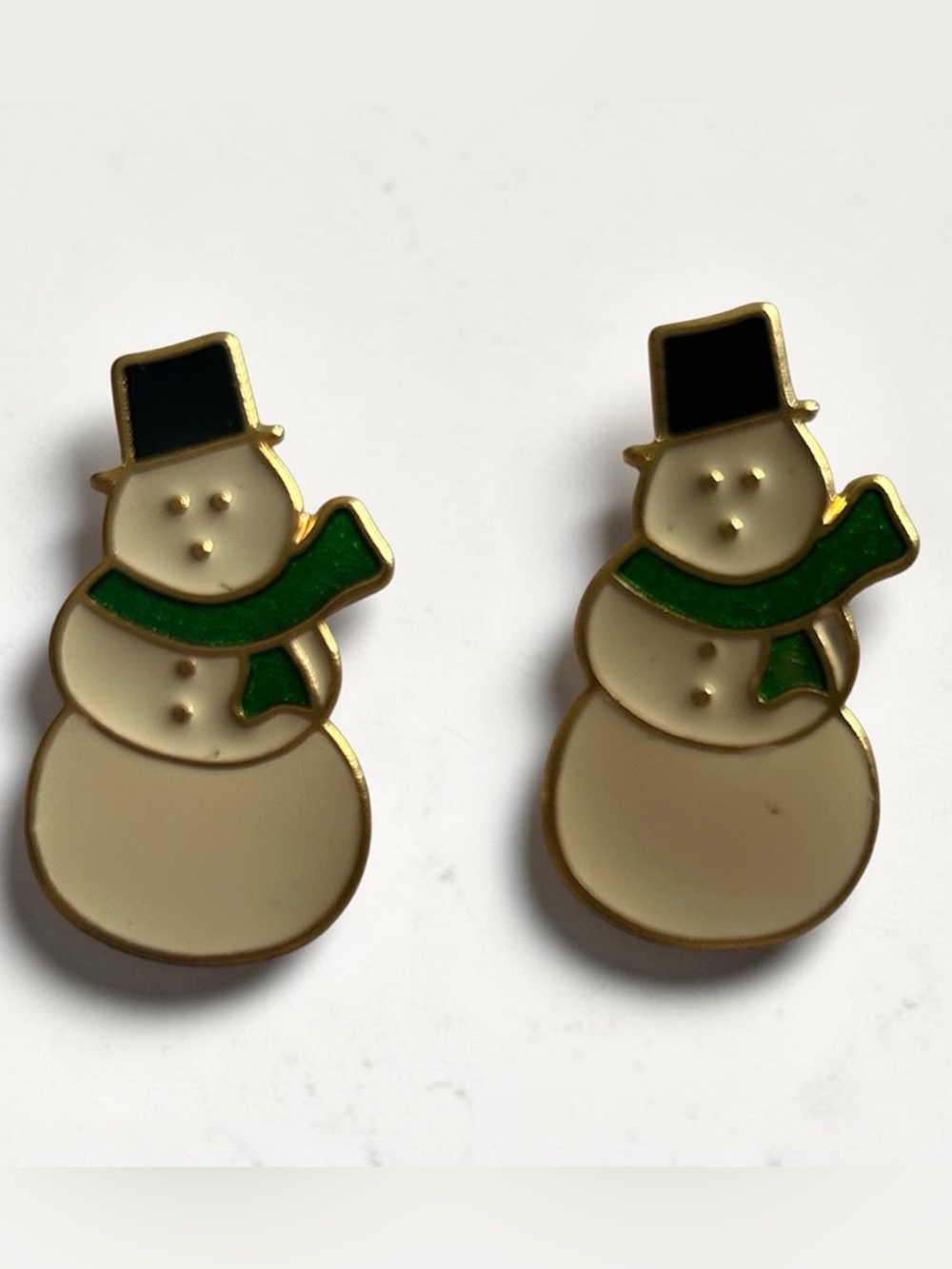Vintage Snowman Enamel Stud Earrings